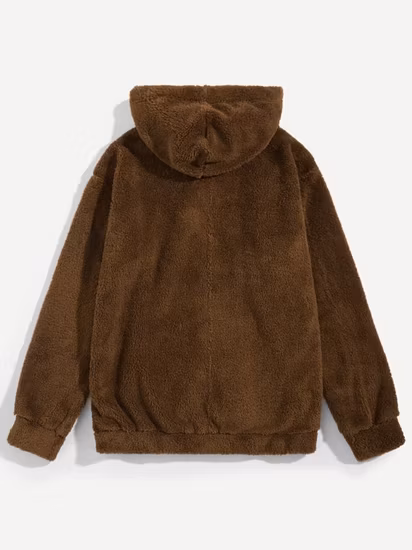 Venta al por mayor Lady Casual OEM Custom 100% poliéster Zip up Letter Graphic Color Block Manga regular Terry Fleece Kangaroo Pocket Drawstring Thermal Hoodie