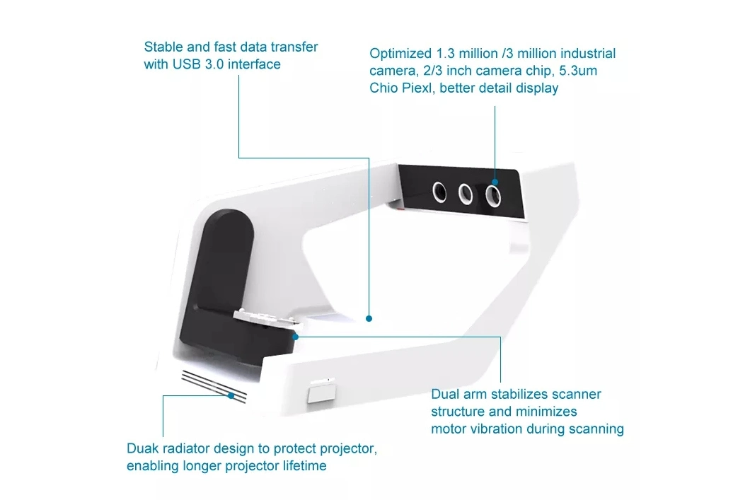 Manufacturer Blue Light Fast Speed Good Accuracy CAD Cam Desktop Dental Lab Digital Dental 3D Scanner