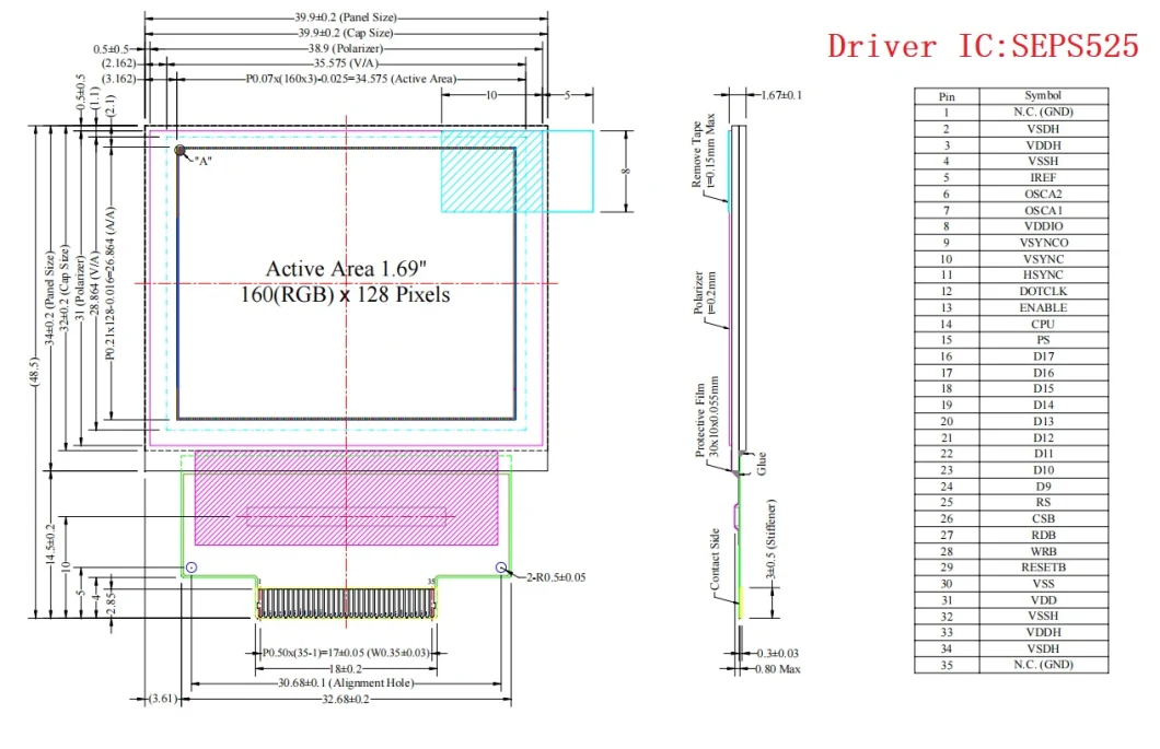 1.69-Inch 160X128 Resolution Full-Color OLED Display Driver IC: Seps 525