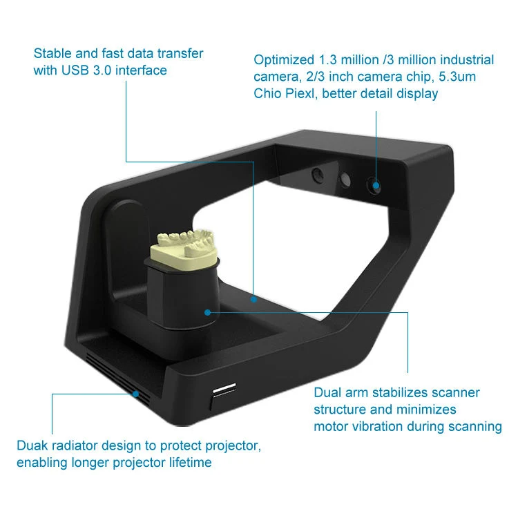 Exocad 3D Blue Light Desktop Scanner High Accuracy Fast Scan Speed Dental Scanner For Lab