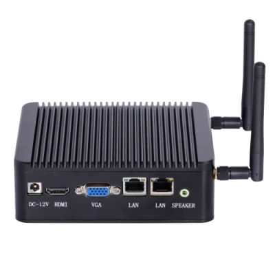 Elsky Mini PC Linux DC 12V Fuente de alimentación Fanless J1900 Quad Core 2.0GHz Nano PC con 4 USB y 1COM/RS232 (opción J1800) Pocket PC