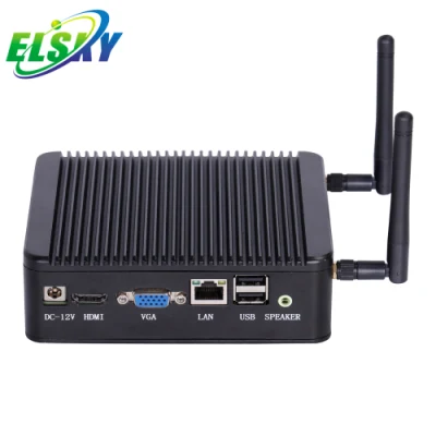 Gran oferta Elsky 12V DDR3 Msata Fanless Pocket Nano Mini PC Dual Cores J1900 Procesador con 1 LAN para computadora de control industrial