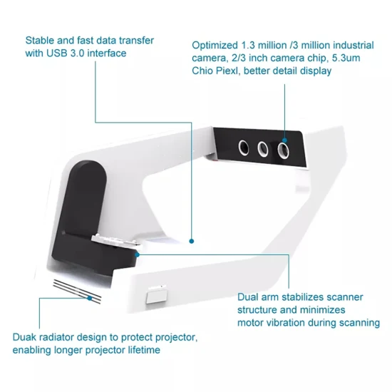 Escáner dental de escritorio 3D de cámara CAD de velocidad rápida con luz azul de gran oferta de fábrica en laboratorio