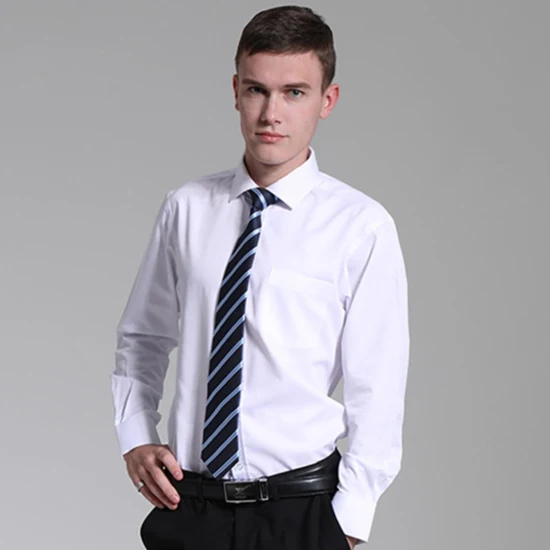 Camisa de hombre de manga larga con bolsillos, informal, suelta, con solapa, ropa de trabajo Formal, uniforme de personal, color blanco puro