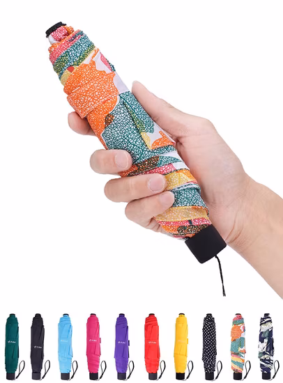 Mini paraguas plegable de bolsillo para lluvia y sol para mujer, portátil ligero